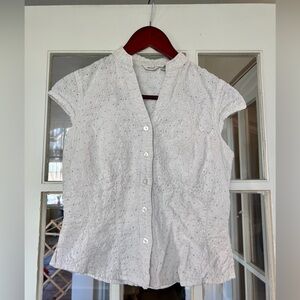 Vintage Floral Button Up White Top